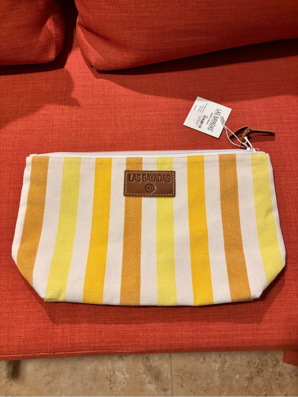 NWT Yellow Striped Canvas Clutch